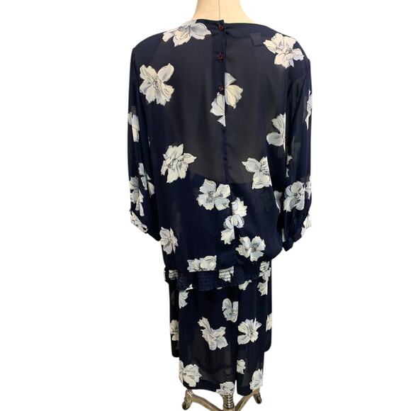 Size 20W Ms Russ Womens 1980s Sheer Skirt Shirt Outfit Navy Blue - Picture 6 of 12